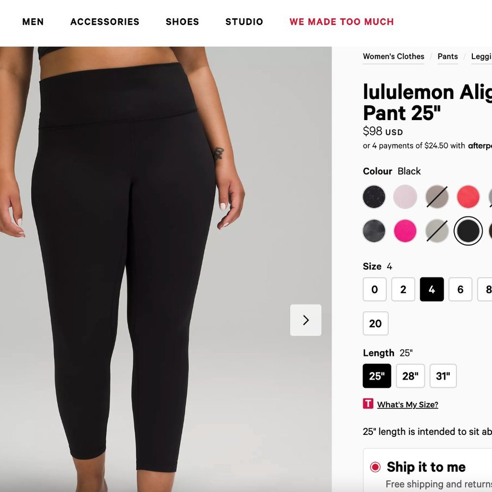 Lululemon Align Pant 25" Black